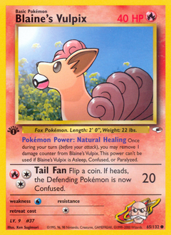 Blaine's Vulpix - Gym Heroes - #65 - Pokemon TCG card