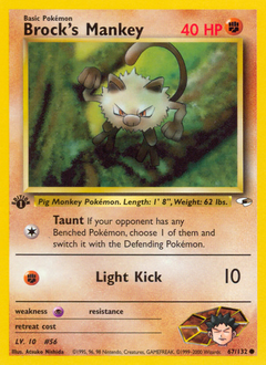 Brock's Mankey #67 Brock's Mankey - Gym Heroes - #67 - Pokemon TCG card