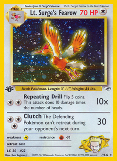 Lt. Surge's Fearow #7 Lt. Surge's Fearow - Gym Heroes - #7 - Pokemon TCG card