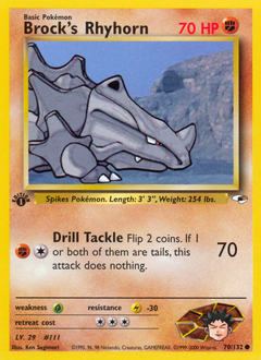 Brock's Rhyhorn #70 Brock's Rhyhorn - Gym Heroes - #70 - Pokemon TCG card