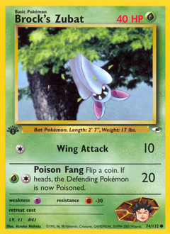Brock's Zubat - Gym Heroes - #74 - Pokemon TCG card