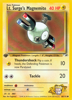 Lt. Surge's Magnemite #80 Lt. Surge's Magnemite - Gym Heroes - #80 - Pokemon TCG card
