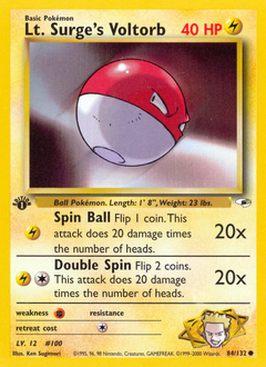 Lt. Surge's Voltorb #84 Lt. Surge's Voltorb - Gym Heroes - #84 - Pokemon TCG card