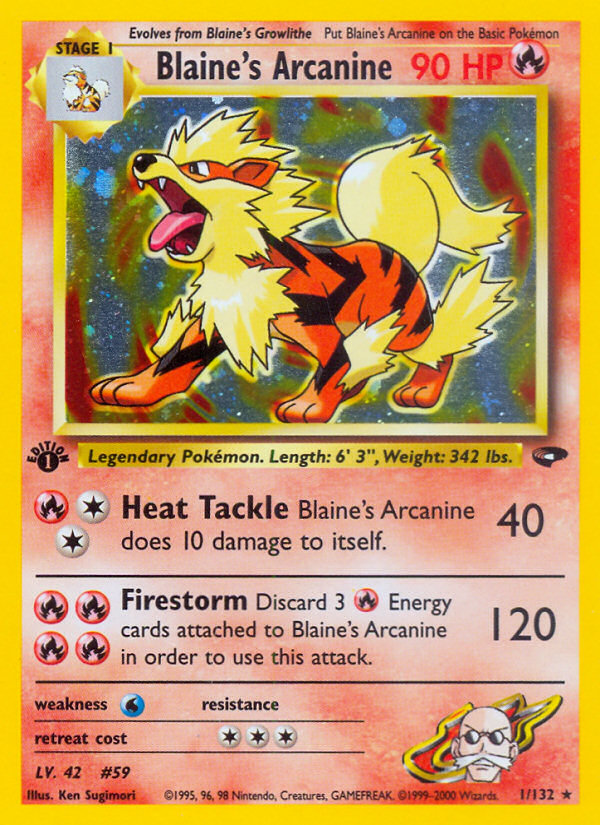 Blaine's Arcanine - Gym Challenge - #1 - Pokemon TCG card