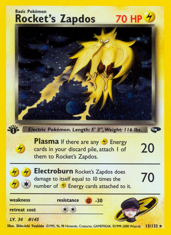 Rocket's Zapdos - Gym Challenge - #15 - Pokemon TCG card