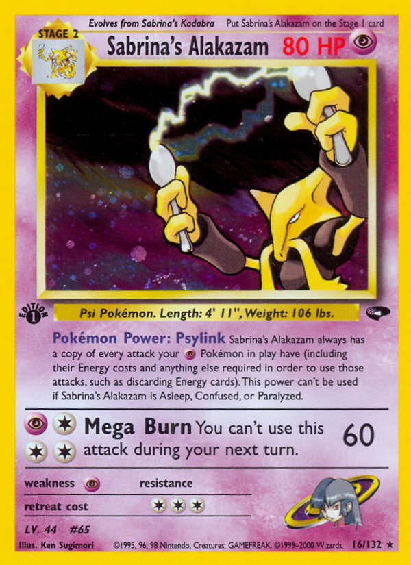 Sabrina's Alakazam - Gym Challenge - #16 - Pokemon TCG card