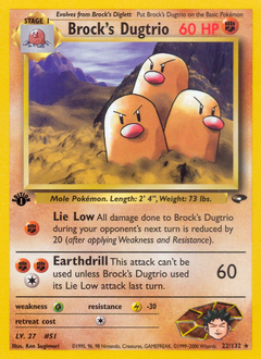 Brock's Dugtrio #22 Brock's Dugtrio - Gym Challenge - #22 - Pokemon TCG card