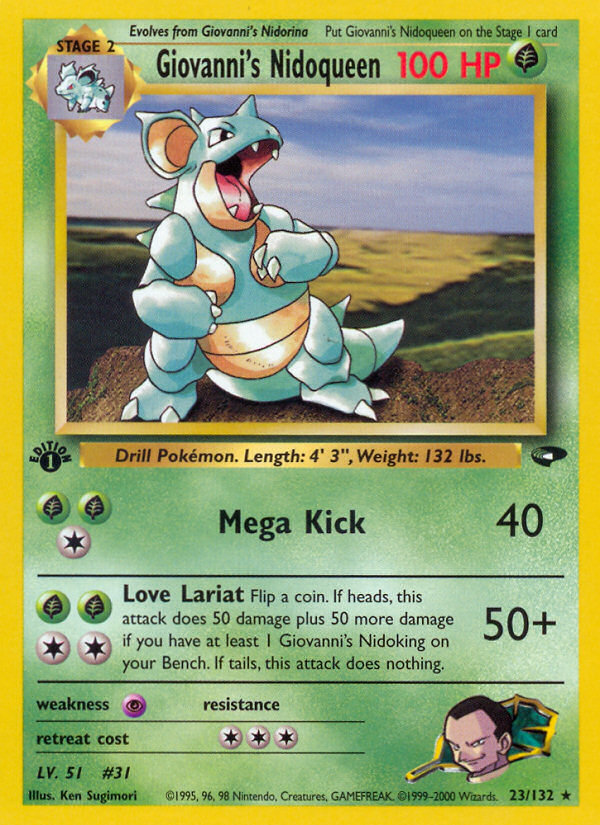 Giovanni's Nidoqueen - Gym Challenge - #23 - Pokemon TCG card