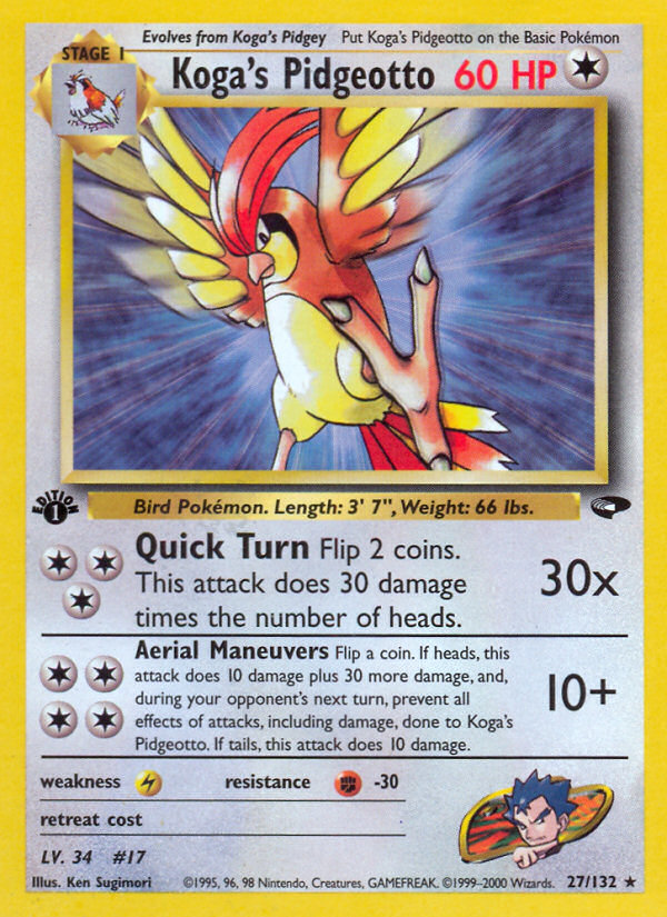 Koga's Pidgeotto - Gym Challenge - #27 - Pokemon TCG card