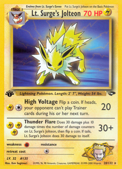 Lt. Surge's Jolteon - Gym Challenge - #28 - Pokemon TCG card
