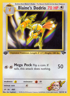 Blaine's Dodrio #32 Blaine's Dodrio - Gym Challenge - #32 - Pokemon TCG card