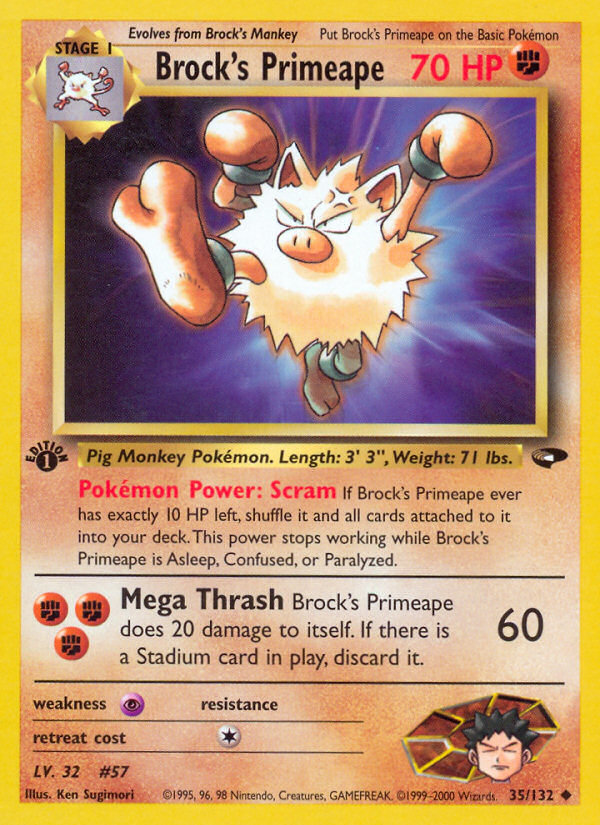 Brock's Primeape - Gym Challenge - #35 - Pokemon TCG card