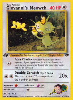 Giovanni's Meowth #43 Giovanni's Meowth - Gym Challenge - #43 - Pokemon TCG card