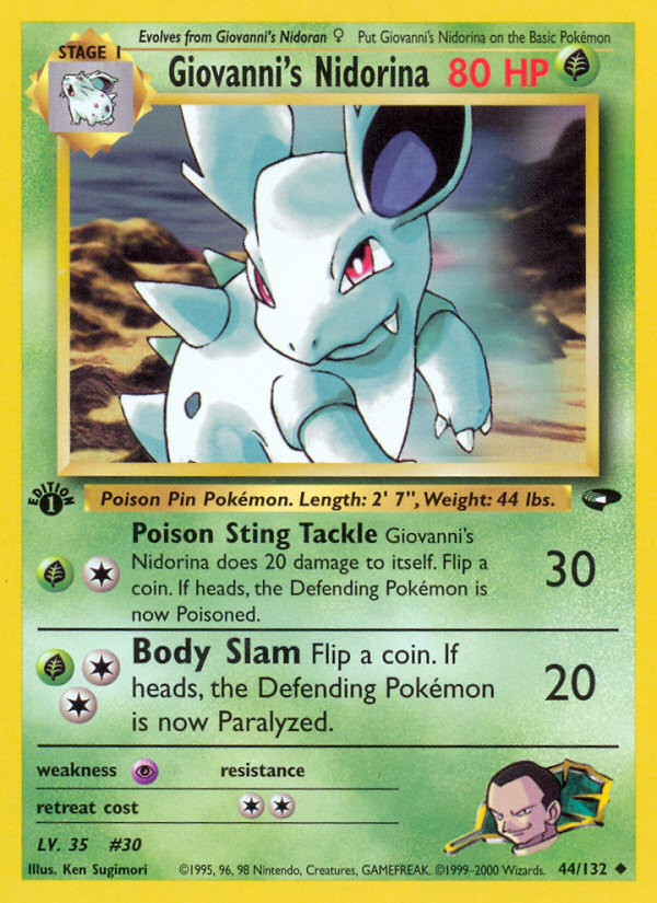 Giovanni's Nidorina - Gym Challenge - #44 - Pokemon TCG card