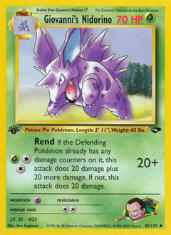 Giovanni's Nidorino - Gym Challenge - #45 - Pokemon TCG card