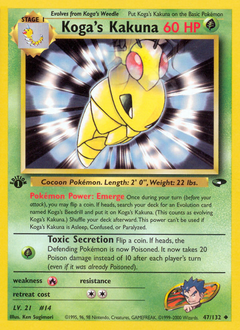 Koga's Kakuna #47 Koga's Kakuna - Gym Challenge - #47 - Pokemon TCG card
