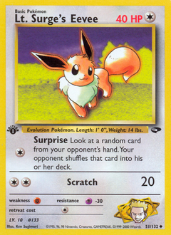 Lt. Surge's Eevee - Gym Challenge - #51 - Pokemon TCG card