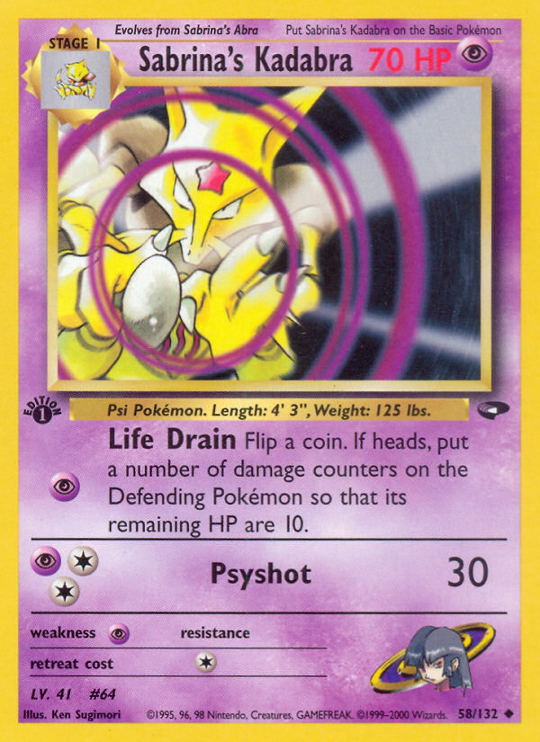 Sabrina's Kadabra - Gym Challenge - #58 - Pokemon TCG card
