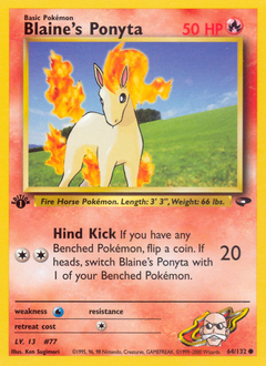 Blaine's Ponyta - Gym Challenge - #64 - Pokemon TCG card