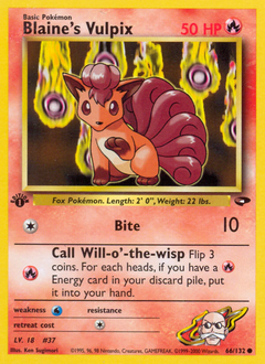 Blaine's Vulpix - Gym Challenge - #66 - Pokemon TCG card