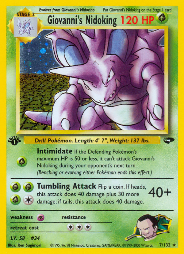 Giovanni's Nidoking - Gym Challenge - #7 - Pokemon TCG card