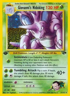 Giovanni's Nidoking - Gym Challenge - #7 - Pokemon TCG card