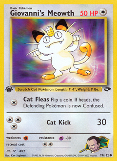 Giovanni's Meowth #74 Giovanni's Meowth - Gym Challenge - #74 - Pokemon TCG card
