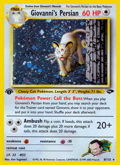 Giovanni's Persian #8 Giovanni's Persian - Gym Challenge - #8 - Pokemon TCG card