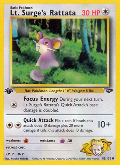 Lt. Surge's Rattata - Gym Challenge - #85 - Pokemon TCG card