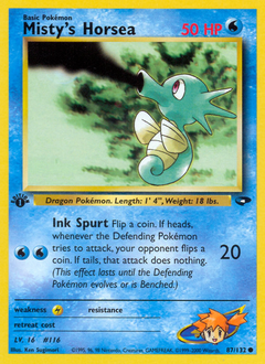 Misty's Horsea #87 Misty's Horsea - Gym Challenge - #87 - Pokemon TCG card