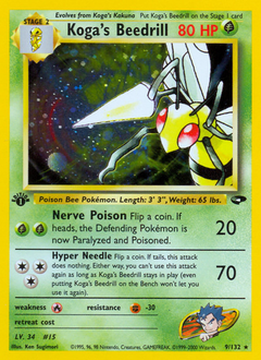 Koga's Beedrill #9 Koga's Beedrill - Gym Challenge - #9 - Pokemon TCG card
