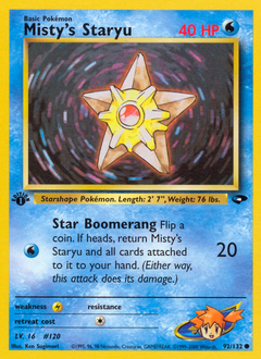 Misty's Staryu - Gym Challenge - #92 - Pokemon TCG card