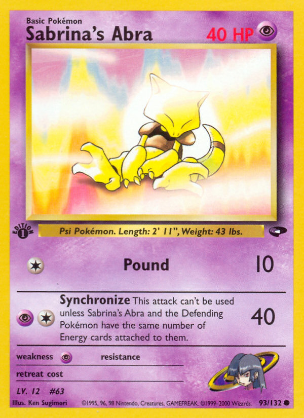 Sabrina's Abra - Gym Challenge - #93 - Pokemon TCG card