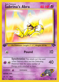 Sabrina's Abra - Gym Challenge - #93 - Pokemon TCG card