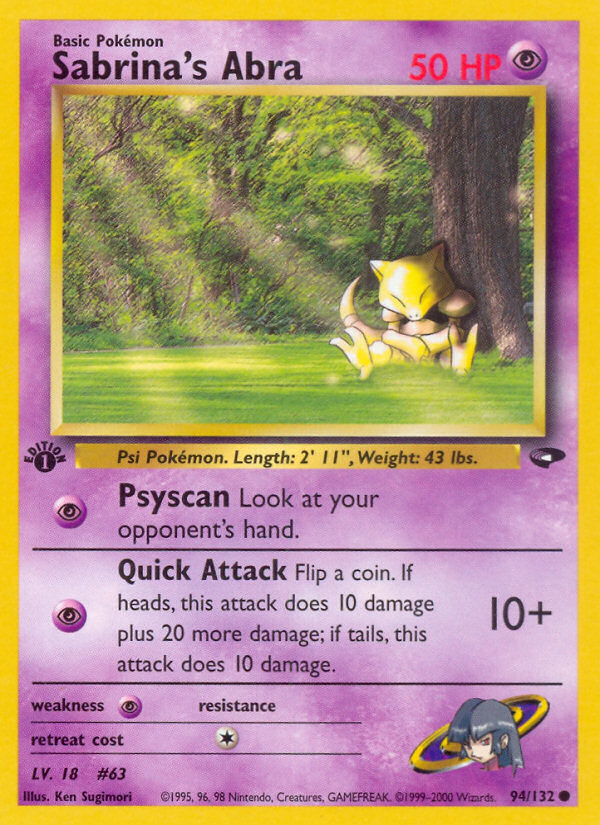 Sabrina's Abra - Gym Challenge - #94 - Pokemon TCG card