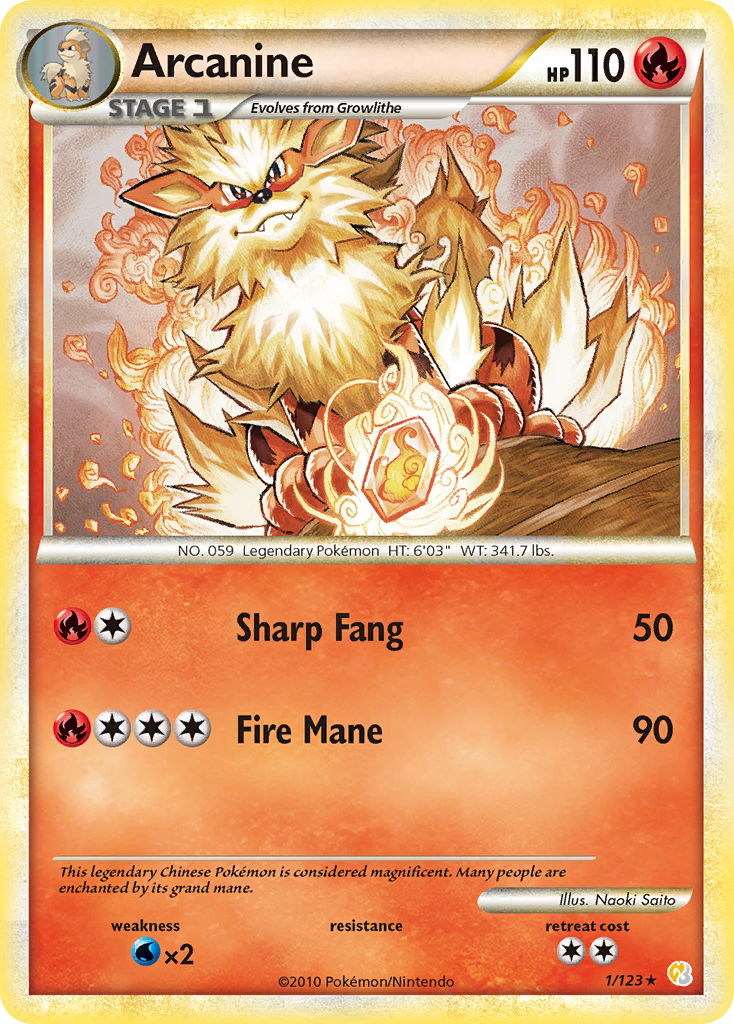 Arcanine - HeartGold & SoulSilver - #1 - Pokemon TCG card