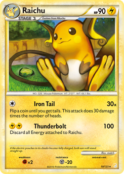 Raichu #10 Raichu - HeartGold & SoulSilver - #10 - Pokemon TCG card