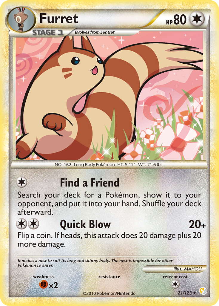 Furret - HeartGold & SoulSilver - #21 - Pokemon TCG card