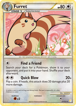 Furret #21 Furret - HeartGold & SoulSilver - #21 - Pokemon TCG card