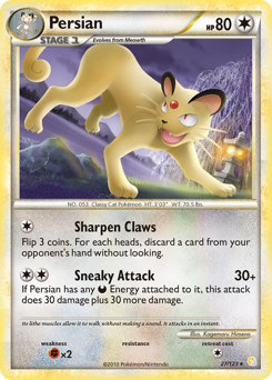 Persian #27 Persian - HeartGold & SoulSilver - #27 - Pokemon TCG card