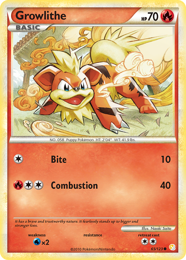Growlithe - HeartGold & SoulSilver - #65 - Pokemon TCG card