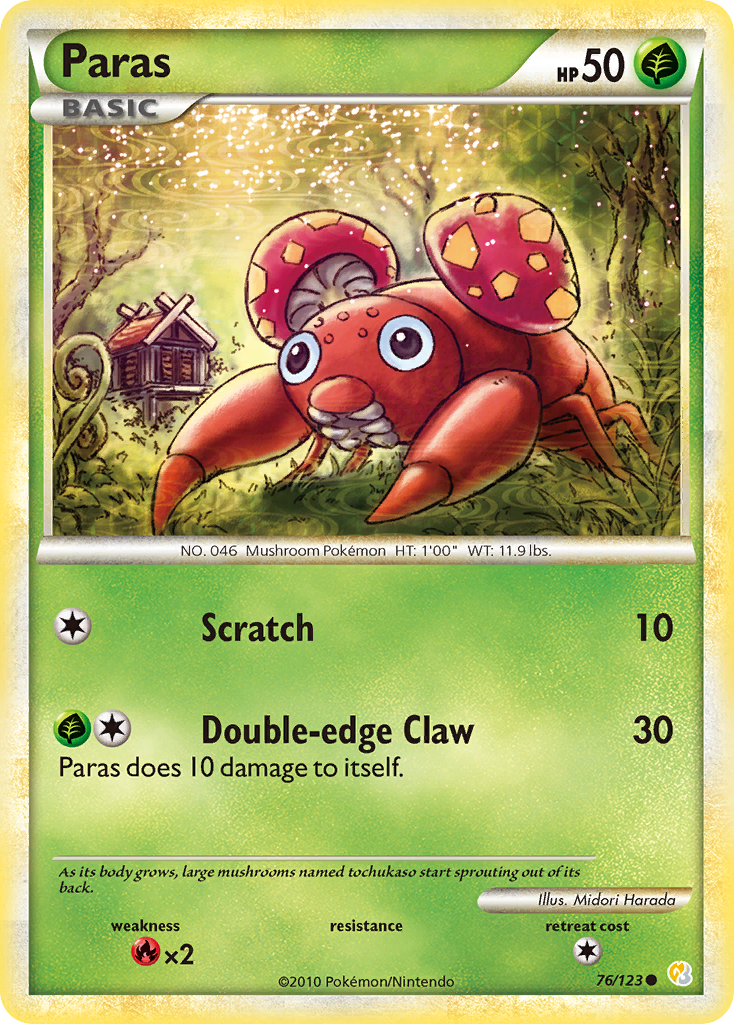 Paras - HeartGold & SoulSilver - #76 - Pokemon TCG card