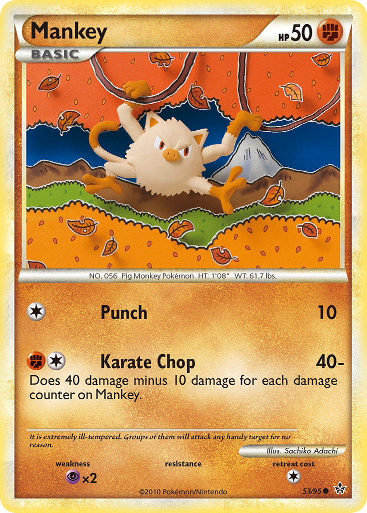Mankey - HS—Unleashed - #53 - Pokemon TCG card