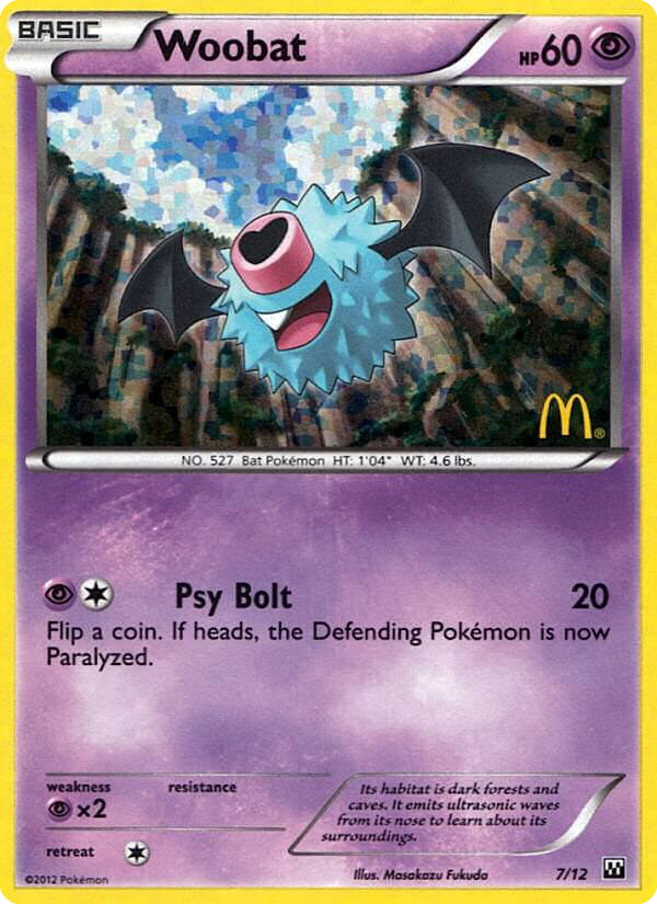 Woobat - McDonald's Collection 2012 - #7 - Pokemon TCG card