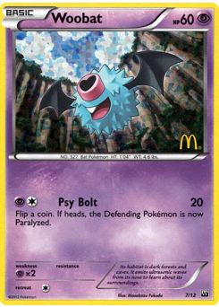 Woobat - McDonald's Collection 2012 - #7 - Pokemon TCG card