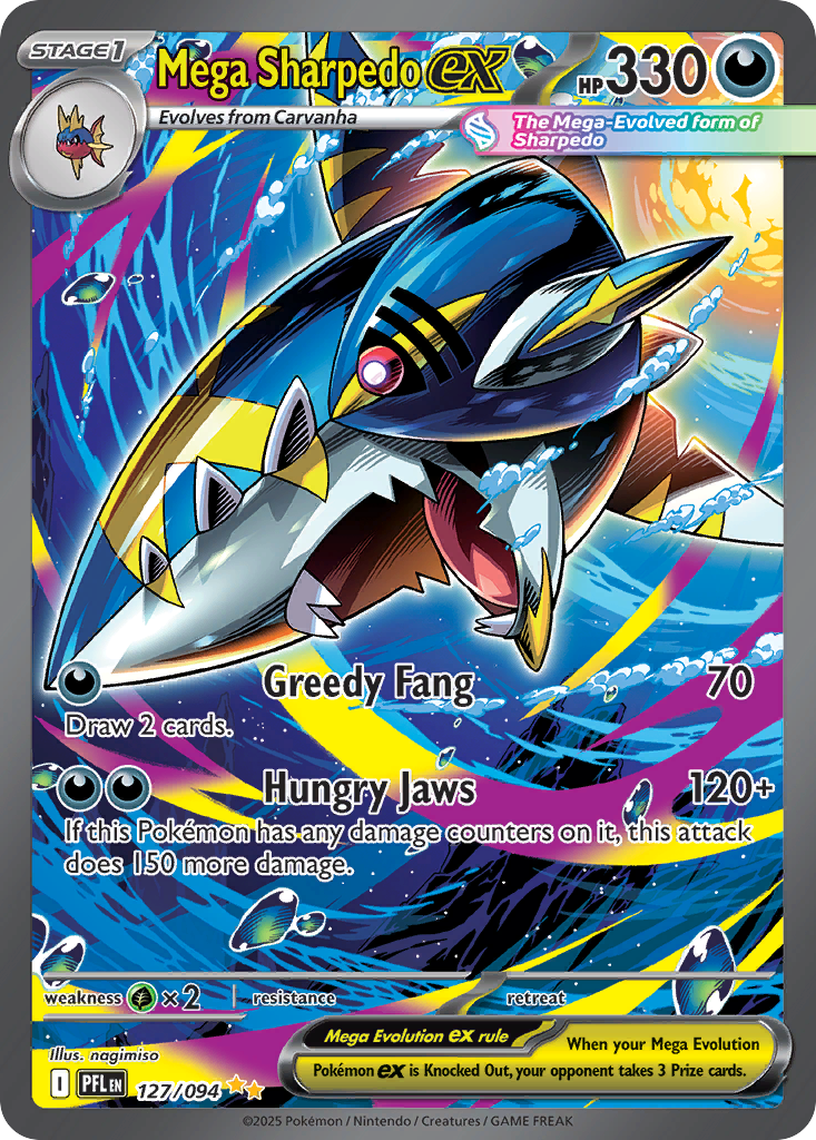 Mega Sharpedo ex - Phantasmal Flames - #127 - Pokemon TCG card