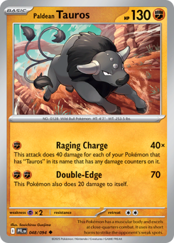 Paldean Tauros - Phantasmal Flames - #48 - Pokemon TCG card