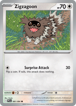 Zigzagoon #81 Zigzagoon - Phantasmal Flames - #81 - Pokemon TCG card