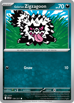 Galarian Zigzagoon #130 Galarian Zigzagoon - Ascended Heroes - #130 - Pokemon TCG card