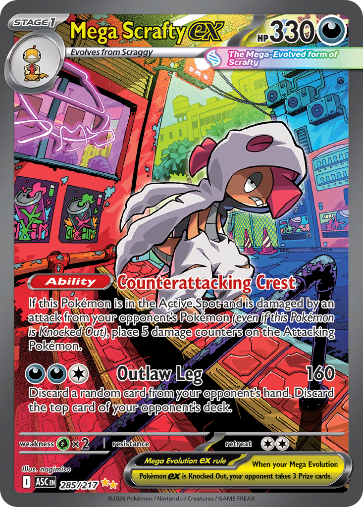 Mega Scrafty ex - Ascended Heroes - #285 - Pokemon TCG card